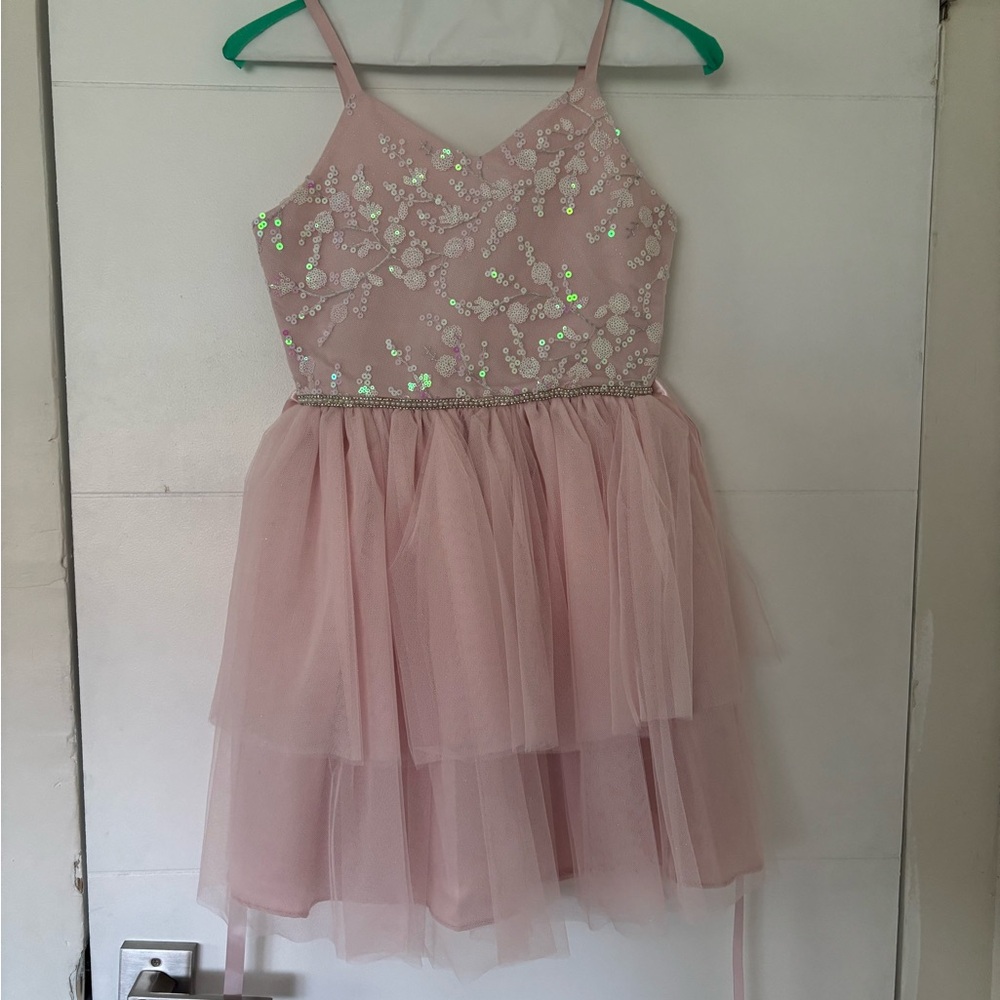 Rare Editions Pink Sequin Tulle Dress